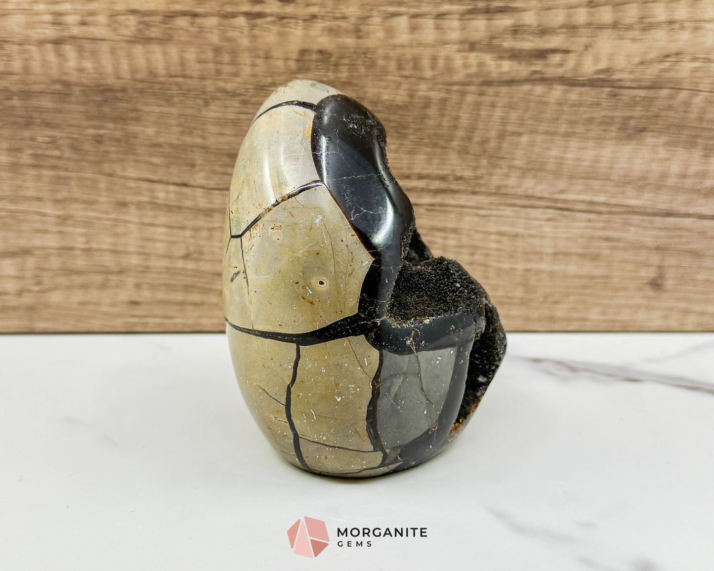 Septarian Dragon Egg Druzy Geode No. 1 – 4.2’’ × 3.3’’ × 3.1’’ | 1.83 lb Unique Crystal Specimen - Metaphysical Crystals