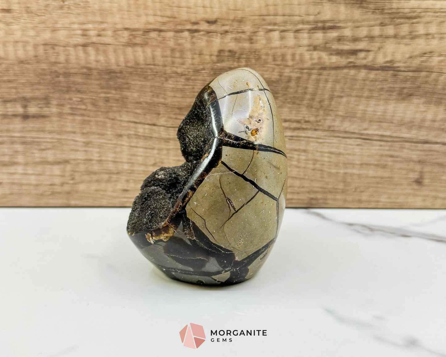 Septarian Dragon Egg Druzy Geode No. 1 – 4.2’’ × 3.3’’ × 3.1’’ | 1.83 lb Unique Crystal Specimen - Metaphysical Crystals