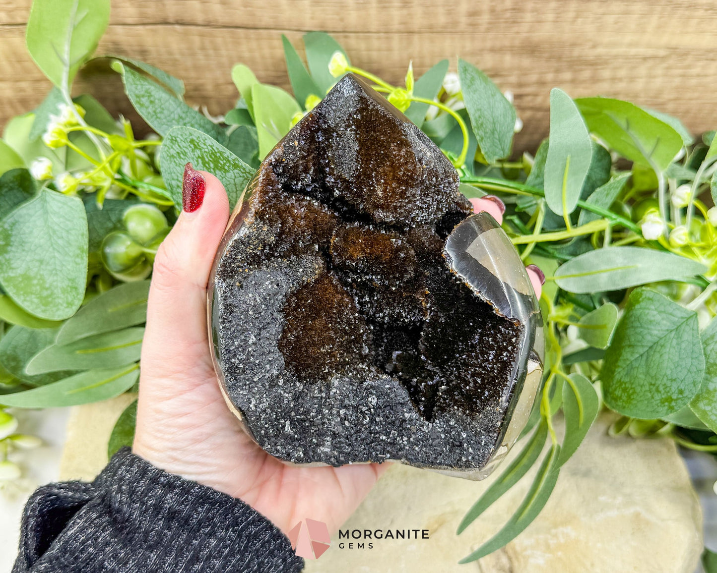 Septarian Dragon Egg Druzy Geode No. 2 – 4.8″ × 4.1″ × 2.8″ | 2.2 lb Earthy Crystal Specimen - Metaphysical Crystals
