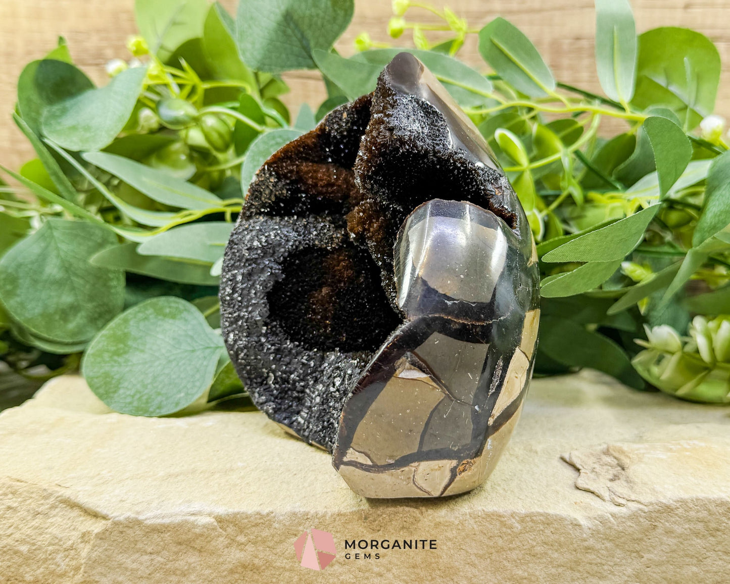 Septarian Dragon Egg Druzy Geode No. 2 – 4.8″ × 4.1″ × 2.8″ | 2.2 lb Earthy Crystal Specimen - Metaphysical Crystals
