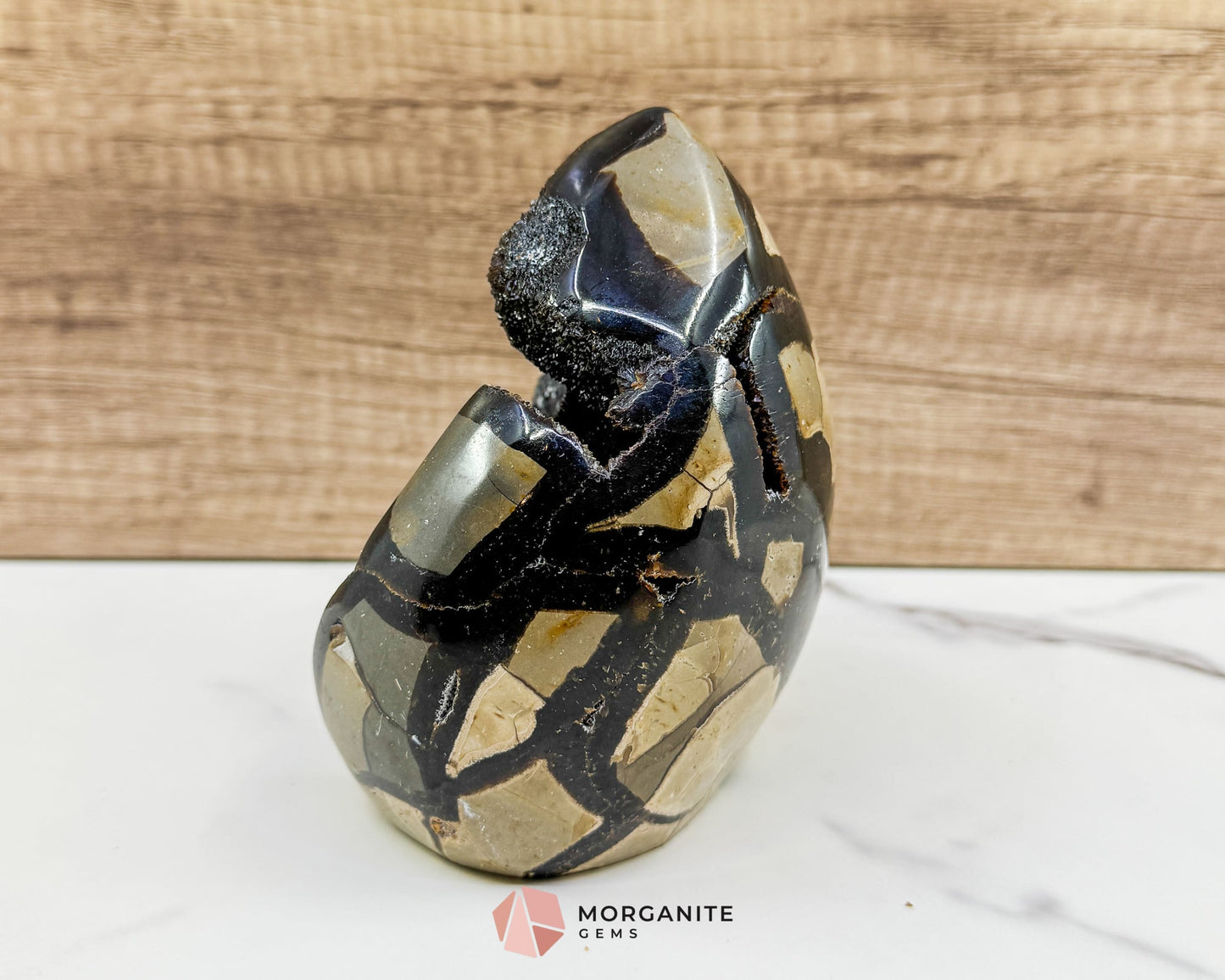 Septarian Dragon Egg Druzy Geode No. 2 – 4.8″ × 4.1″ × 2.8″ | 2.2 lb Earthy Crystal Specimen - Metaphysical Crystals