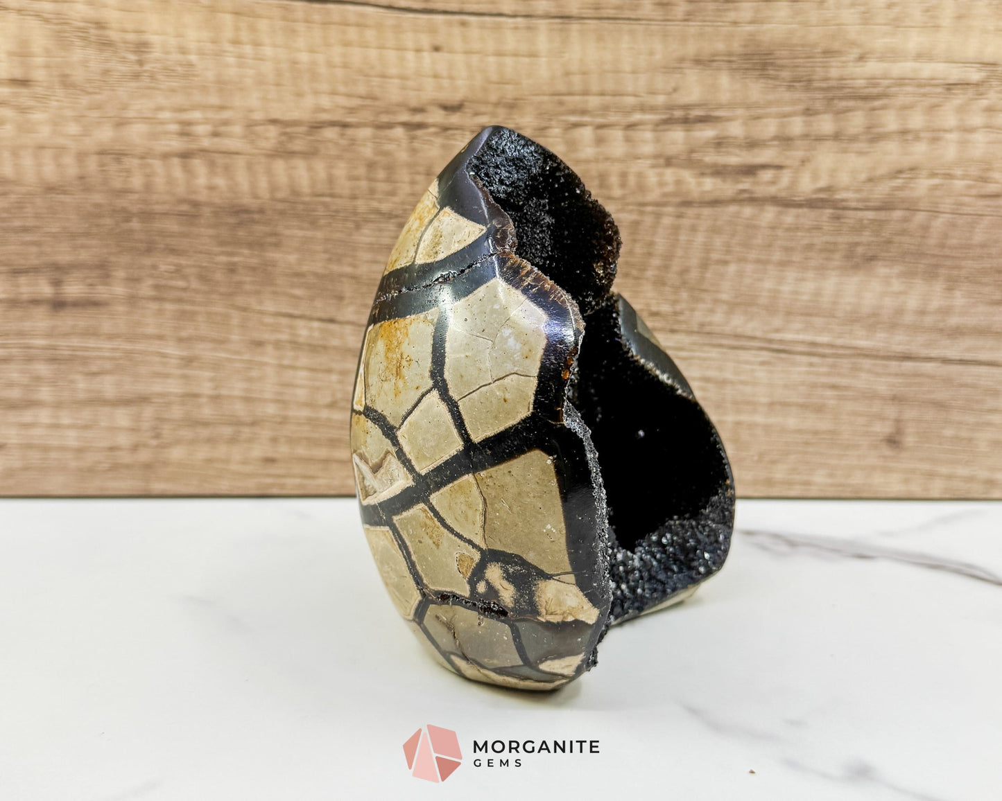 Septarian Dragon Egg Druzy Geode No. 2 – 4.8″ × 4.1″ × 2.8″ | 2.2 lb Earthy Crystal Specimen - Metaphysical Crystals