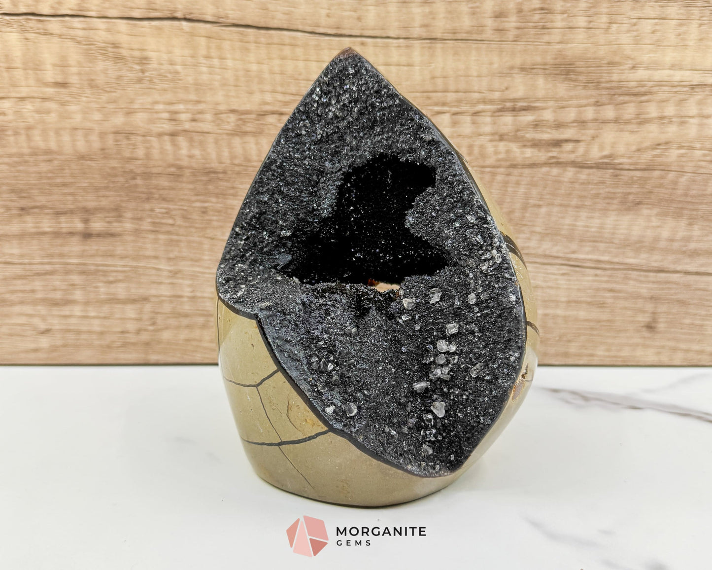 Septarian Dragon Egg Druzy Geode No. 3 – 6″ × 4.5″ × 3″ | 2.84 lb Statement Specimen - Metaphysical Crystals