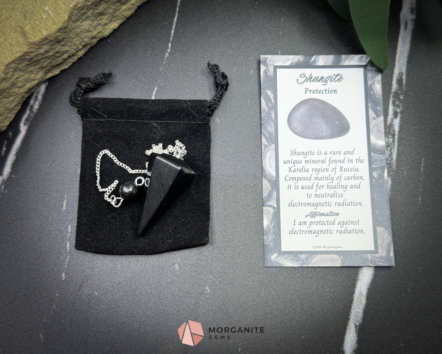 Shungite Crystal Pendulum for Protection & Energy Detox - Metaphysical Crystals