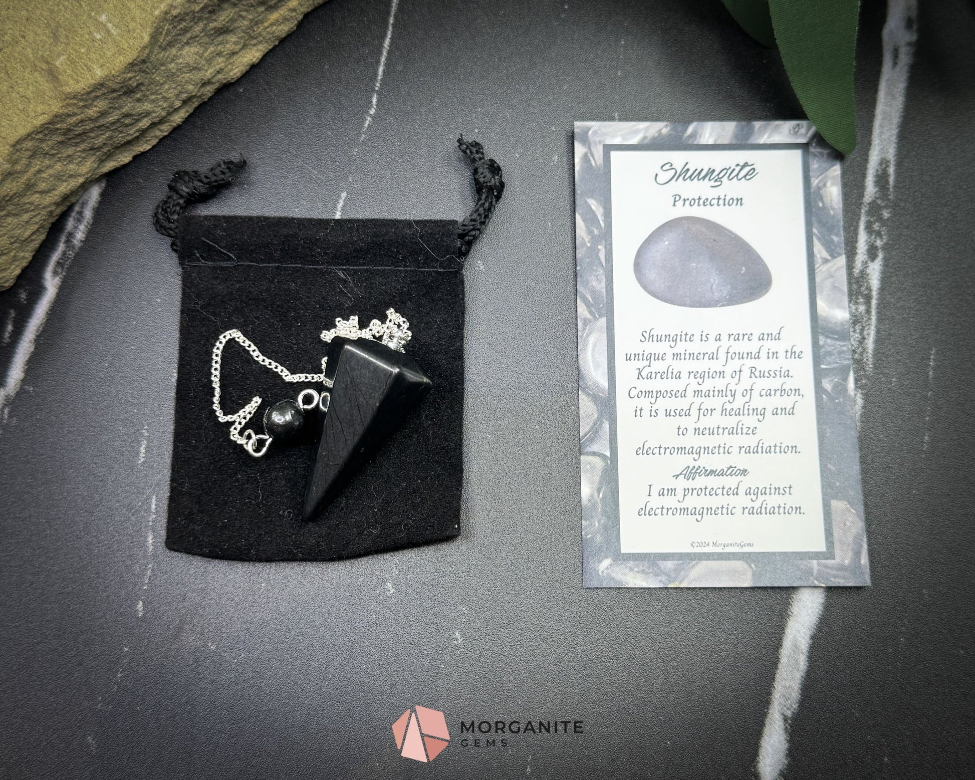 Shungite Crystal Pendulum for Protection & Energy Detox - Metaphysical Crystals