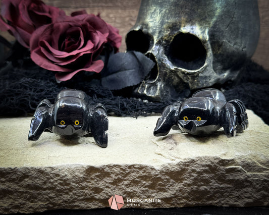 Small Black Onyx Spider Carving – Hand-Carved Tarantula Figurine with Meaning Card for Protection & Gothic Decor