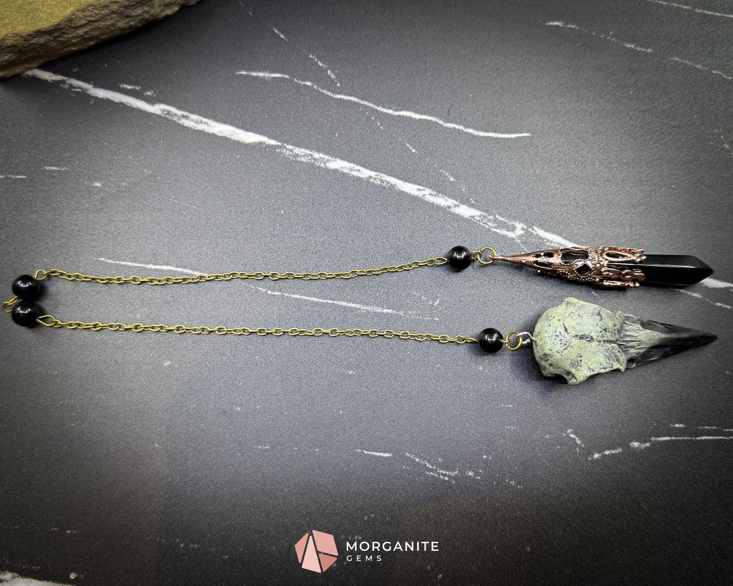 Gothic Raven Crystal Pendulum – Alloy & Crystal Divination Tool - Metaphysical Crystals