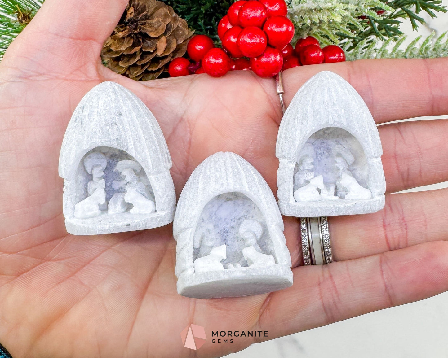 1.5’’ Alabaster Nativity Scene Egg – Hand-Carved Mini Holy Family Figurine from Peru - Home & Living