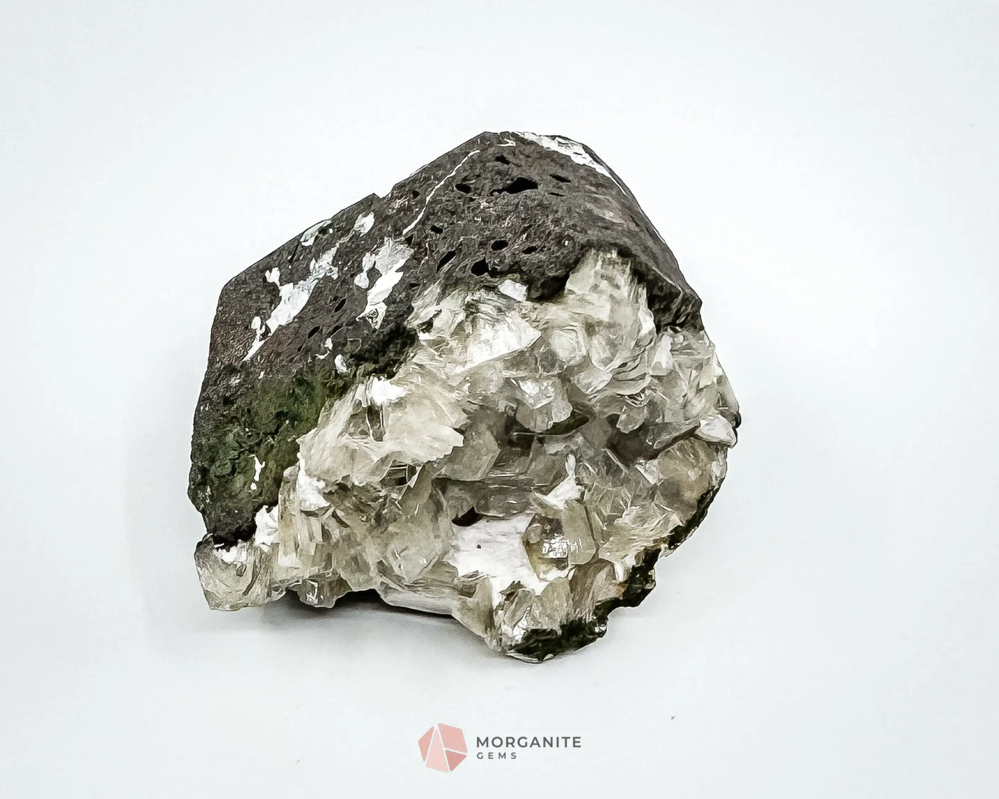 114g Clear Apophyllite Cluster with Stilbite – Natural Crystal Formation - Altars Shrines & Tools