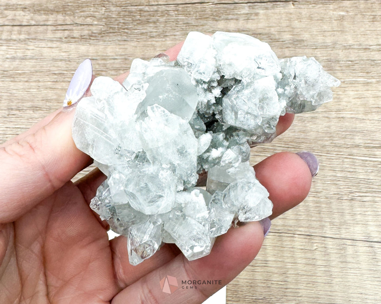 114g Clear Apophyllite Cluster with Stilbite – Natural Crystal Formation-Morganite Gems