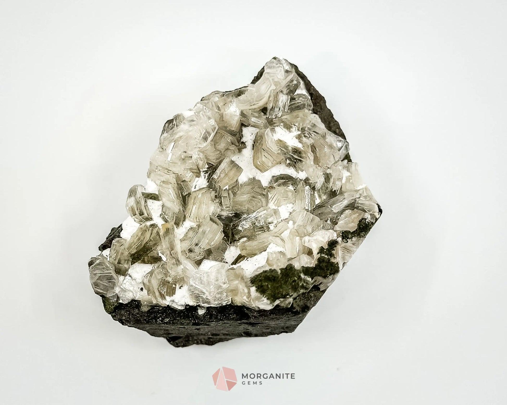 114g Clear Apophyllite Cluster with Stilbite – Natural Crystal Formation - Altars Shrines & Tools