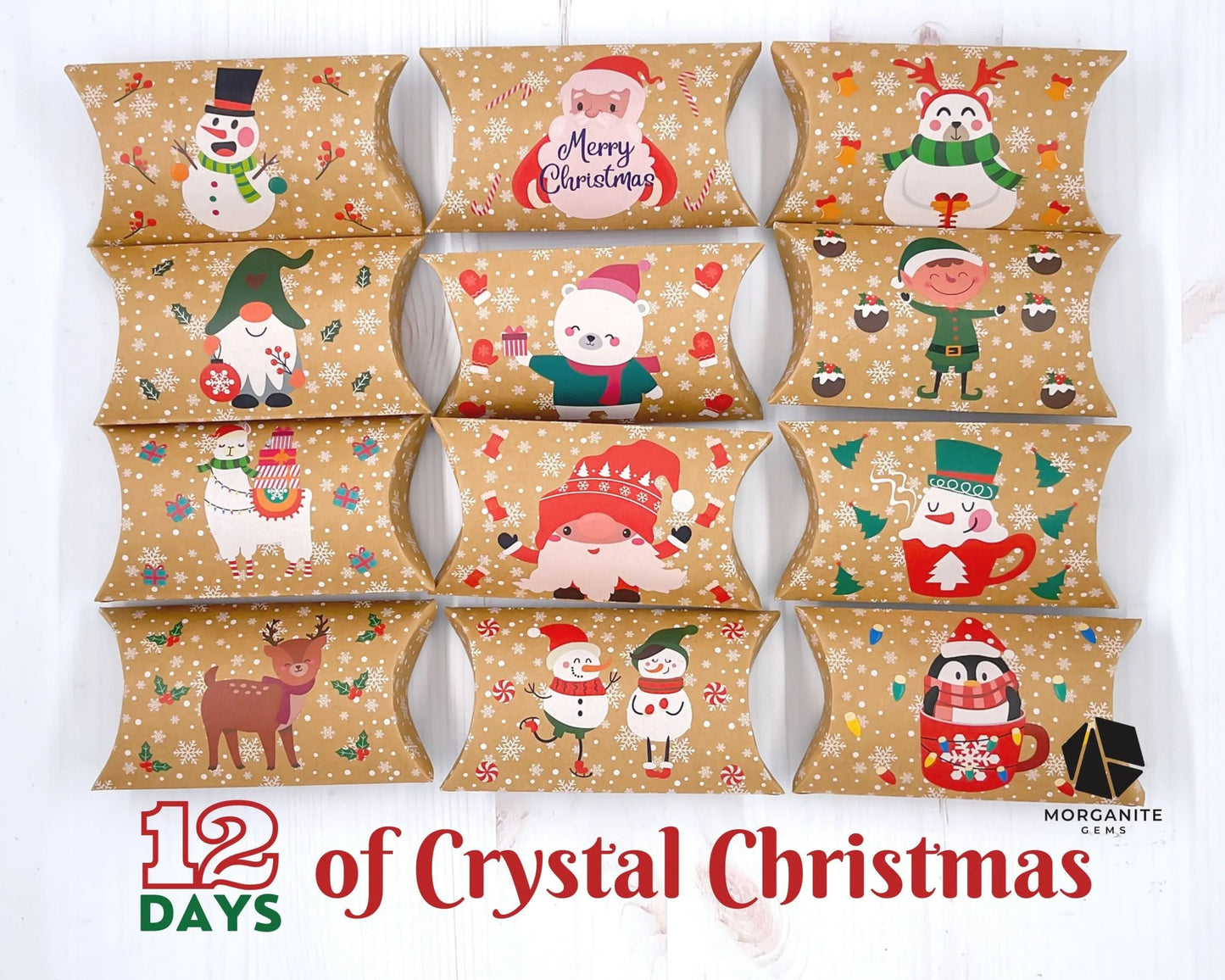 12 Days of Christmas Crystal Advent Calendar – Unique Holiday Gift for Crystal Spiritual Seekers-Morganite Gems