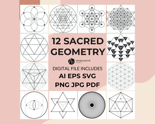 12 Sacred Geometry Vector Pack-Morganite Gems