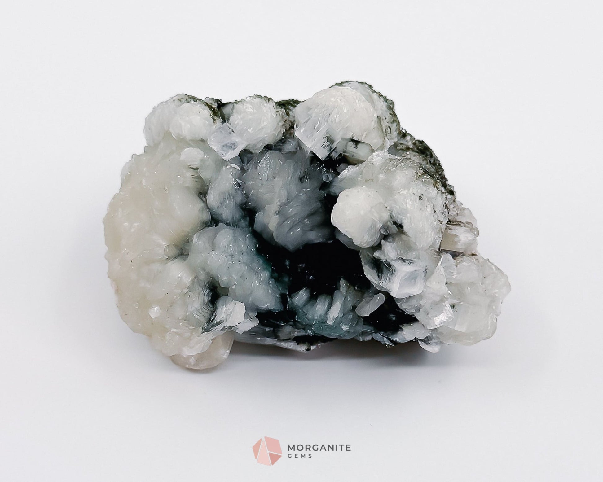 160g Apophyllite Stilbite Cluster on Chalcedony Matrix – Natural Crystal Specimen-Morganite Gems