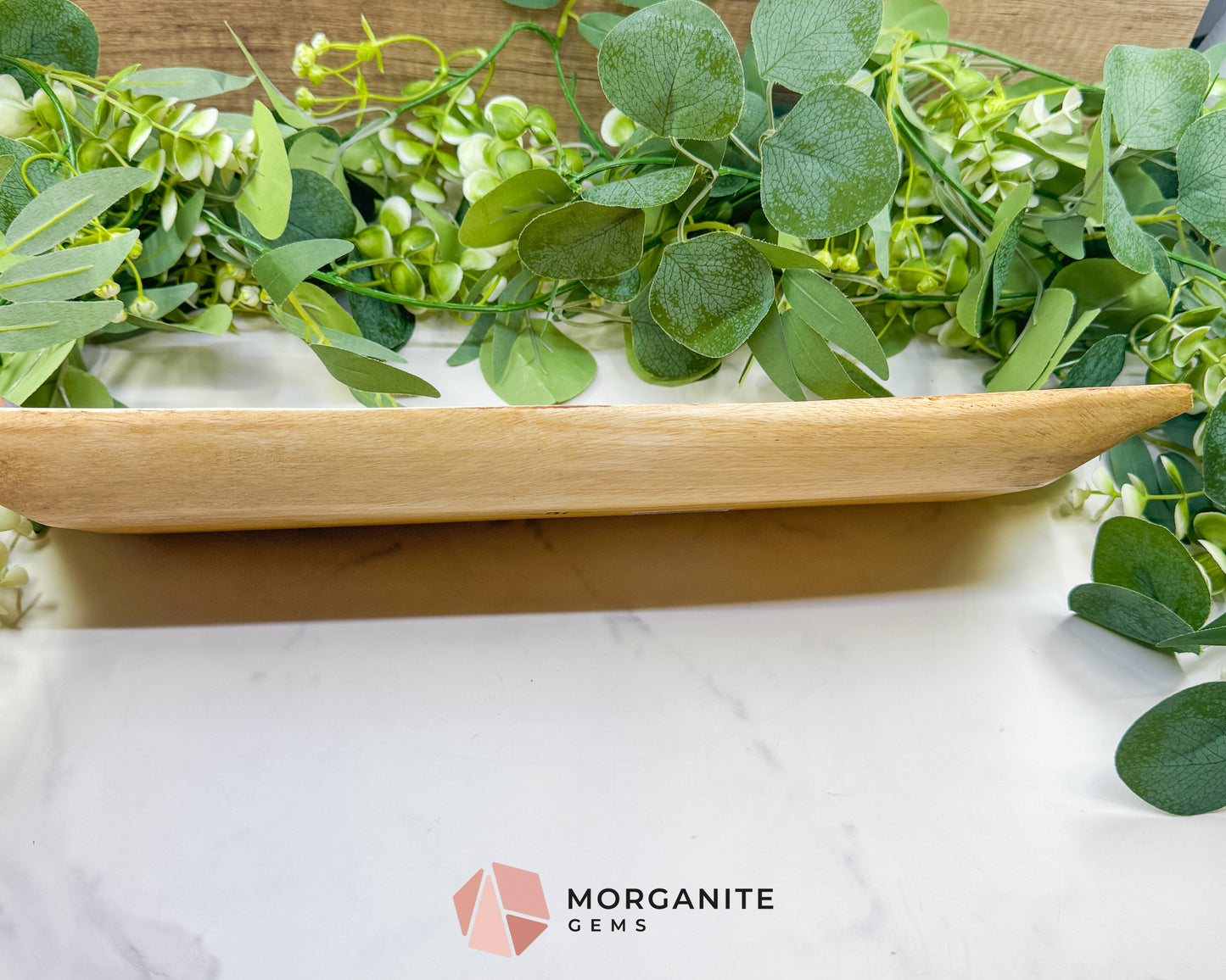 Large 16" Wood Rectangle Display Tray – Natural Decorative Dish for Crystal Collections, Jewelry, & Altar Organization