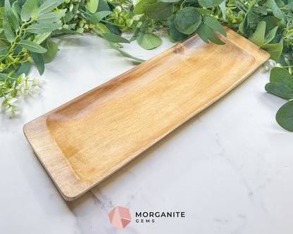 Large 16" Wood Rectangle Display Tray – Natural Decorative Dish for Crystal Collections, Jewelry, & Altar Organization