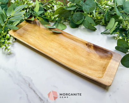 Large 16" Wood Rectangle Display Tray – Natural Decorative Dish for Crystal Collections, Jewelry, & Altar Organization