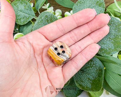 1" Polished Banded Onyx Crystal Dice – Hand-Carved Natural Stone Die – Unique Gaming Gift & Desk Decor for Luck, Grounding, & Strength