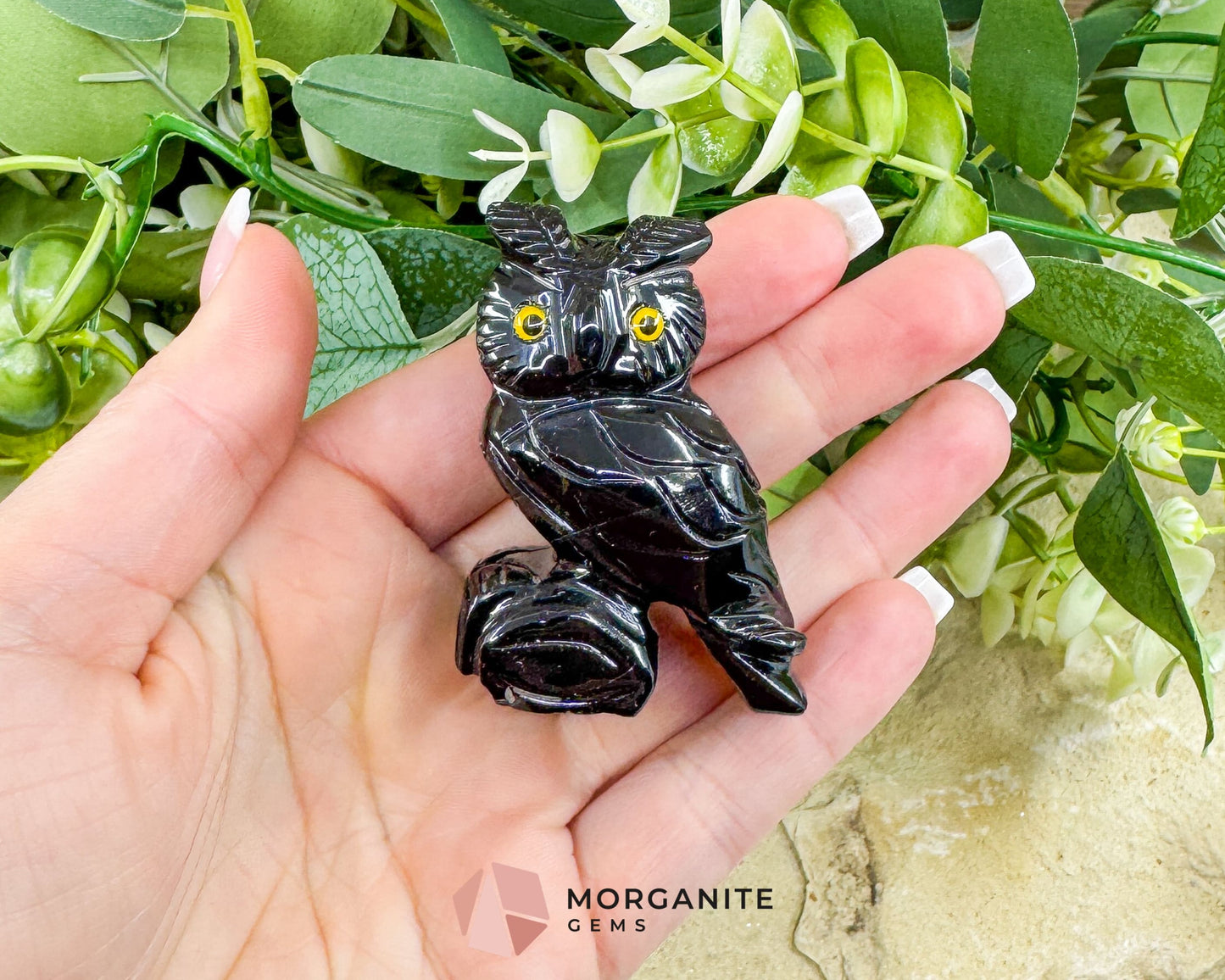 2’’ Hand-Carved Owl Figurine – Choose White Soapstone or Black Onyx | Symbol of Wisdom & Protection - Black
