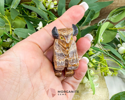 2’’ Hand-Carved Soapstone Buffalo – Symbol of Strength Stability & Sacred Grounding - Metaphysical Crystals