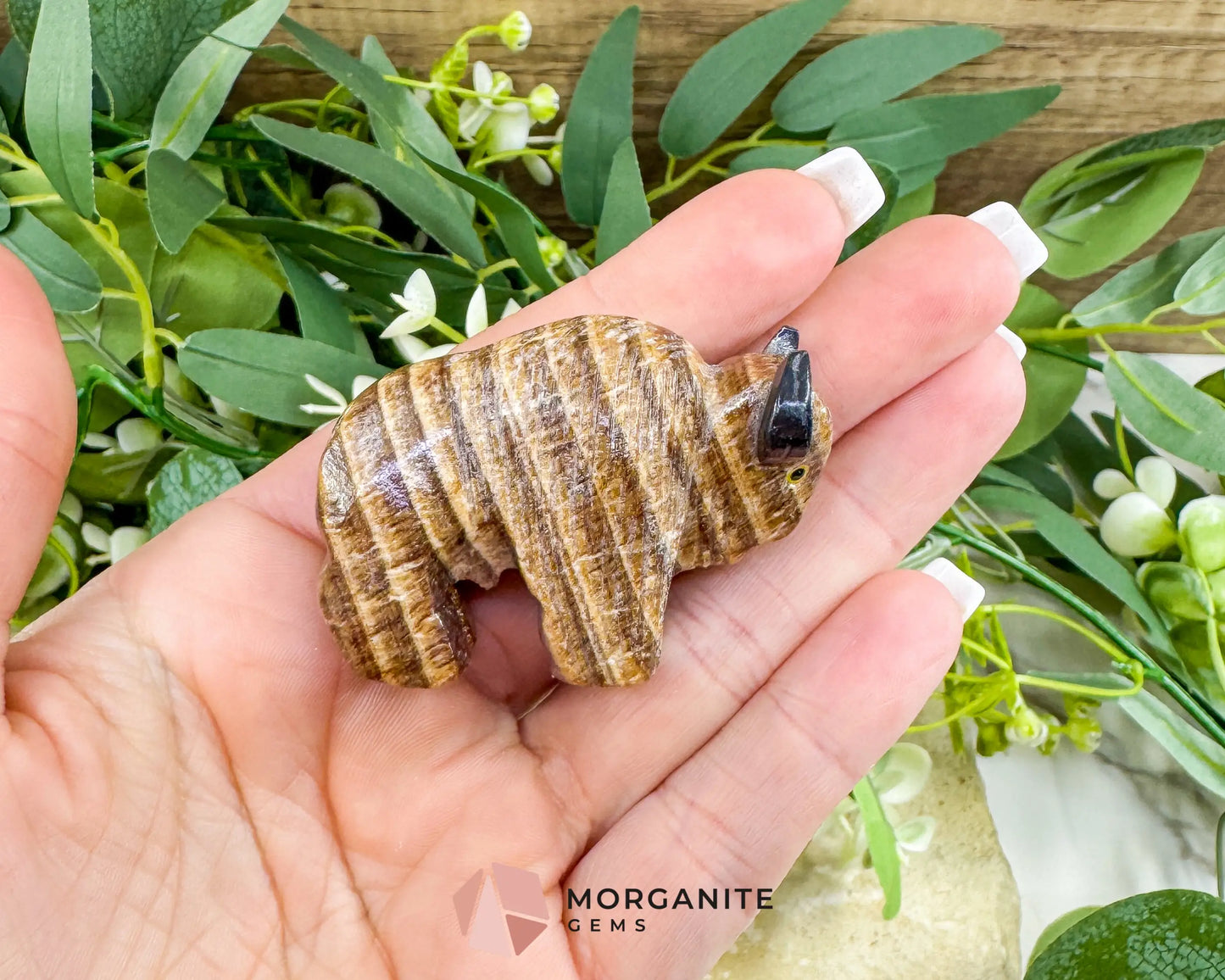 2’’ Hand-Carved Soapstone Buffalo – Symbol of Strength Stability & Sacred Grounding - Metaphysical Crystals