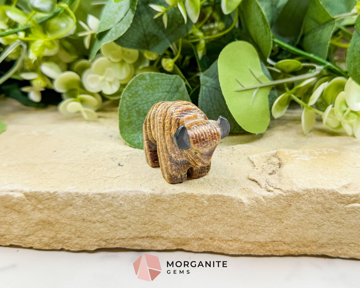 2’’ Hand-Carved Soapstone Buffalo – Symbol of Strength Stability & Sacred Grounding - Metaphysical Crystals