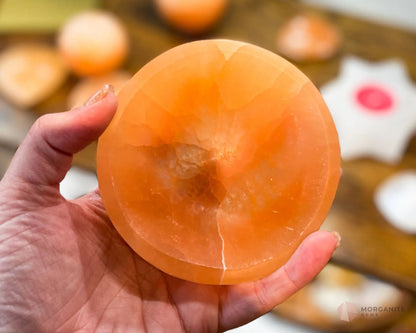 3.5-Inch Orange Selenite Bowl – Handcrafted Crystal Holder for Cleansing & Décor-Morganite Gems