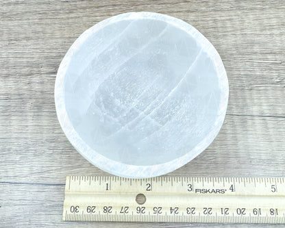 3.5-Inch White Selenite Bowl – Handcrafted Crystal Holder for Cleansing & Energy Work-Morganite Gems