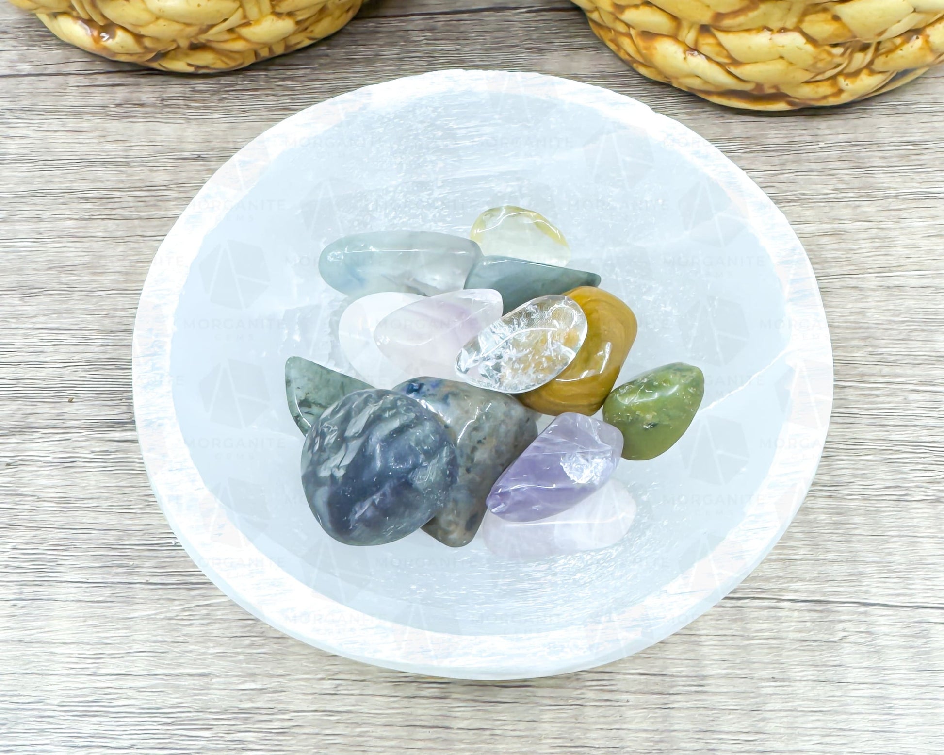 3.5-Inch White Selenite Bowl – Handcrafted Crystal Holder for Cleansing & Energy Work-Morganite Gems