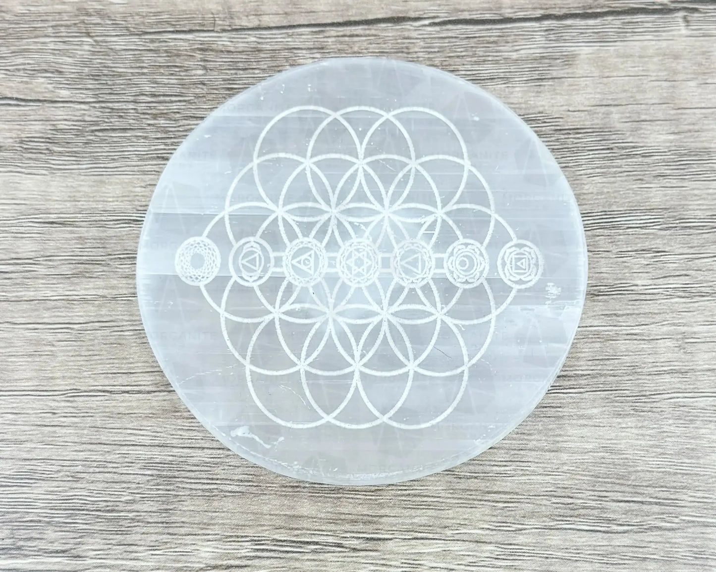 3-Inch Round Carved Selenite Plate – Handcrafted Crystal Charging Disc for Energy Cleansing-Morganite Gems