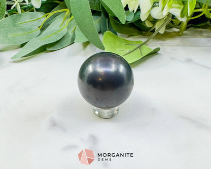 32mm Polished Shungite Sphere – High-Carbon Grounding Stone & EMF Protection Decor - Metaphysical Crystals