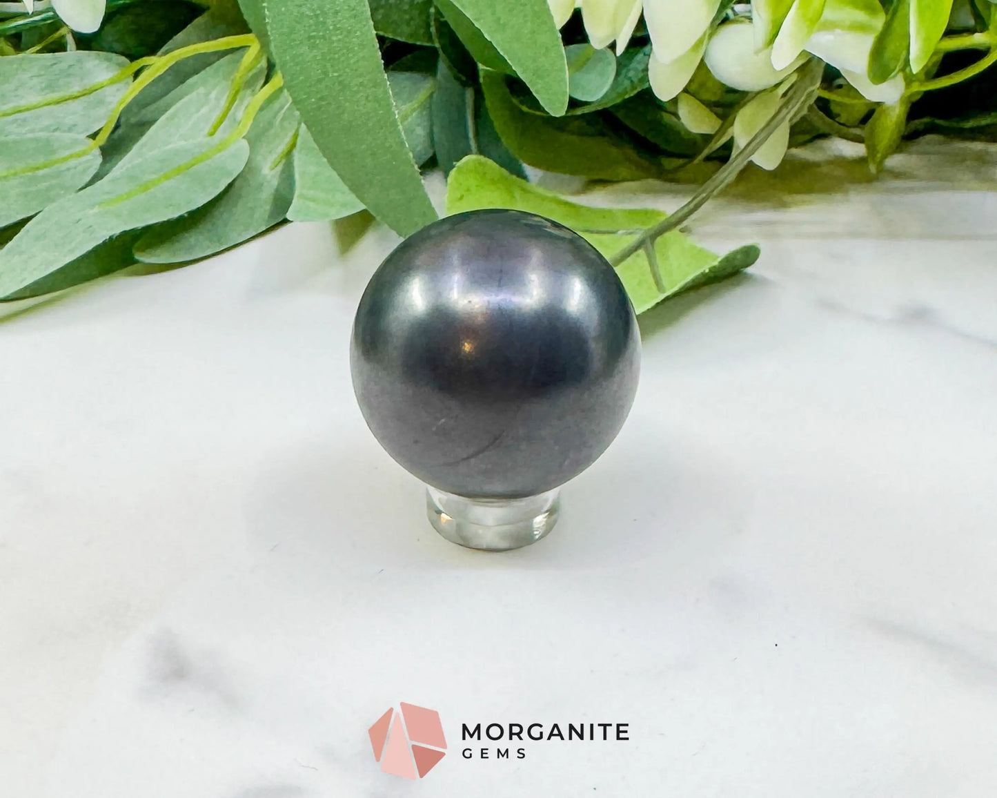 32mm Polished Shungite Sphere – High-Carbon Grounding Stone & EMF Protection Decor - Metaphysical Crystals