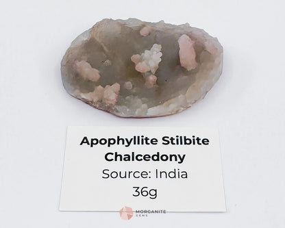 36g Apophyllite and Stilbite on Chalcedony – Unique Crystal Specimen-Morganite Gems