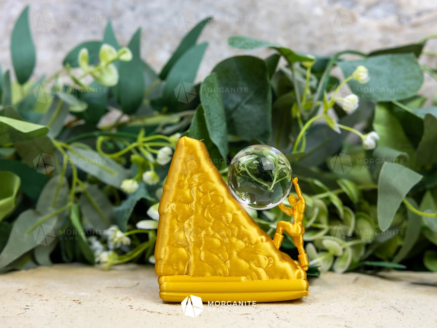 3D Printed Strong Man Sphere Stand Metallic Gold