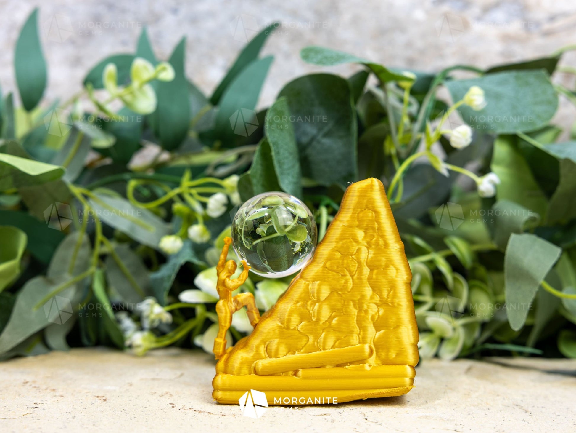 3D Printed Strong Man Sphere Stand Metallic Gold