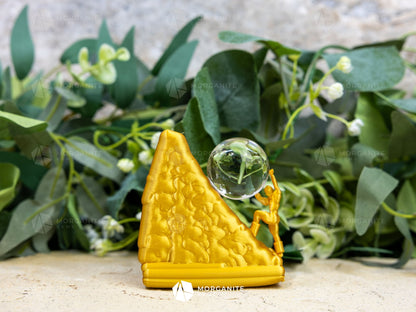 3D Printed Strong Man Sphere Stand Metallic Gold - Stand + Clear Quartz Sphere