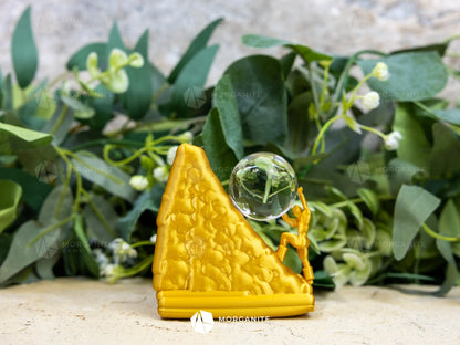 3D Printed Strong Man Sphere Stand Metallic Gold - Stand + Clear Quartz Sphere