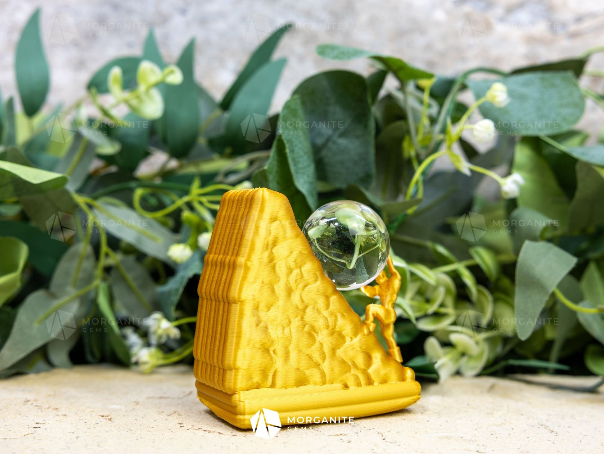 3D Printed Strong Man Sphere Stand Metallic Gold