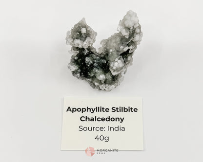 40g Apophyllite and Stilbite on Chalcedony – Natural Crystal Specimen-Morganite Gems