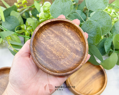 Handcrafted Wood Crystal Display Bowl – 4" Multi-Purpose Decorative Dish for Jewelry, Gemstones, & Altars (Randomly Selected)