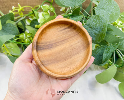 Handcrafted Wood Crystal Display Bowl – 4" Multi-Purpose Decorative Dish for Jewelry, Gemstones, & Altars (Randomly Selected)
