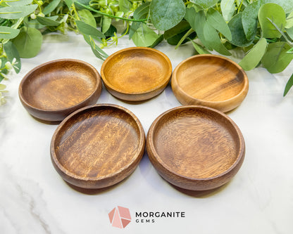 Handcrafted Wood Crystal Display Bowl – 4" Multi-Purpose Decorative Dish for Jewelry, Gemstones, & Altars (Randomly Selected)
