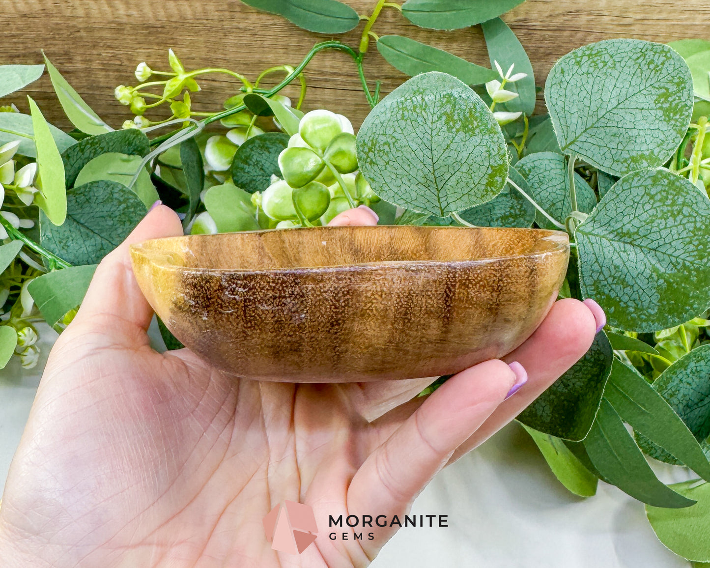 Handcrafted Wood Flower Display Bowl – 5" Scalloped Petal Dish for Crystals, Jewelry, & Boho Altar Decor