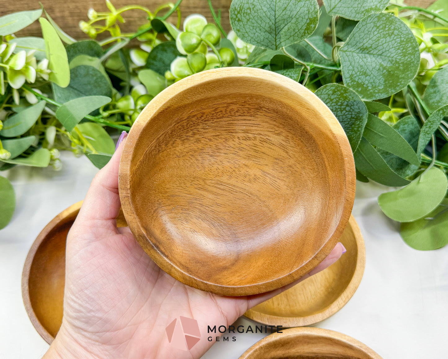 Handcrafted Wood Crystal Display Bowl – Natural Decorative Dish for Jewelry, Gemstones, & Altars