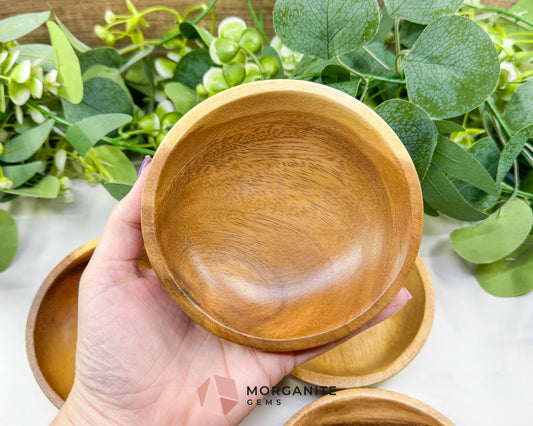 Handcrafted Wood Crystal Display Bowl – Natural Decorative Dish for Jewelry, Gemstones, & Altars