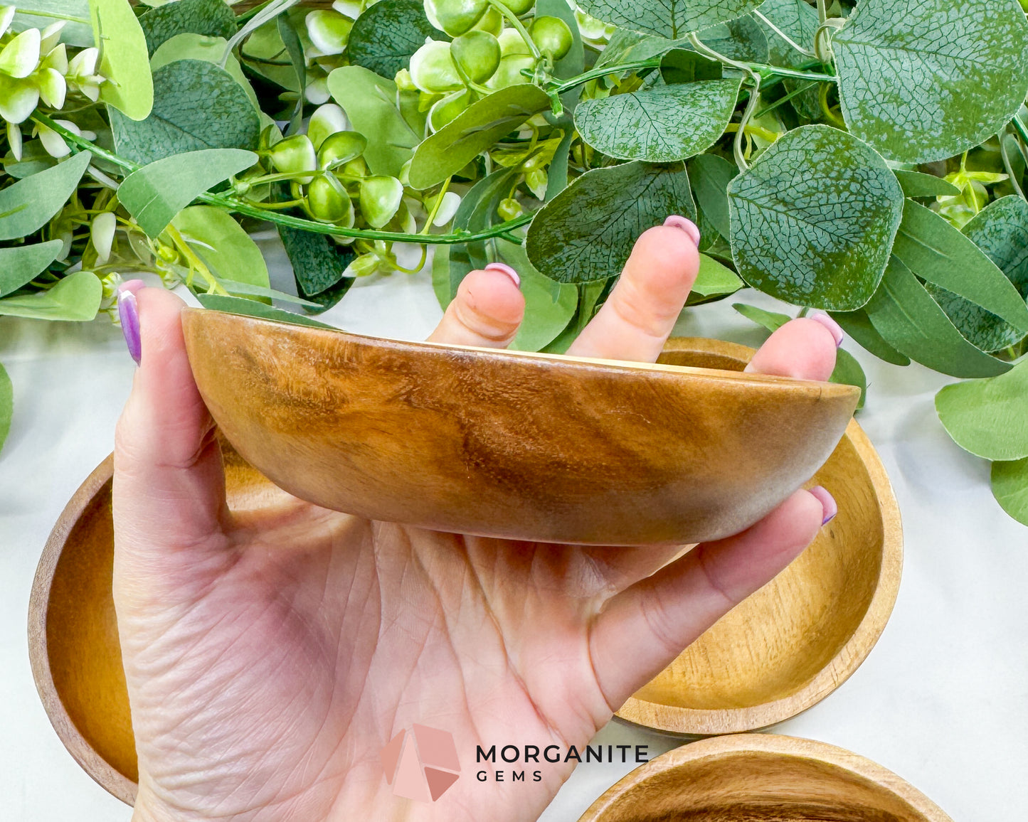 Handcrafted Wood Crystal Display Bowl – Natural Decorative Dish for Jewelry, Gemstones, & Altars
