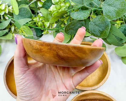 Handcrafted Wood Crystal Display Bowl – Natural Decorative Dish for Jewelry, Gemstones, & Altars