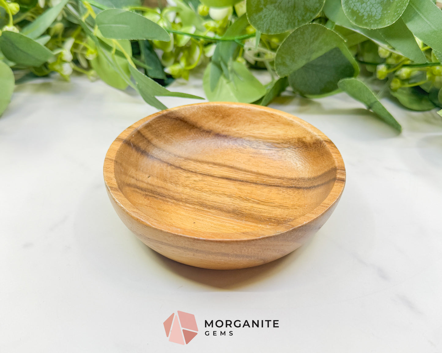 Handcrafted Wood Crystal Display Bowl – Natural Decorative Dish for Jewelry, Gemstones, & Altars