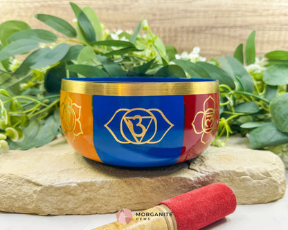 6″ Seven Chakra Tibetan Singing Bowl – Solid Brass Meditation & Healing Bowl - Home & Living