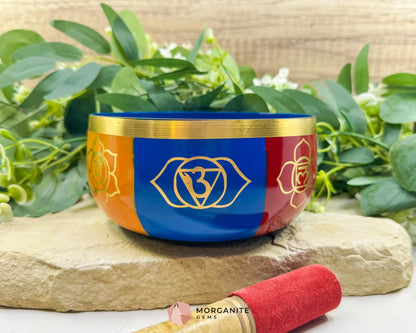6″ Seven Chakra Tibetan Singing Bowl – Solid Brass Meditation & Healing Bowl - Home & Living